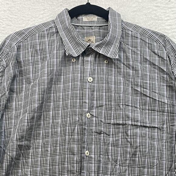 Peter Millar Shirt Mens 2XL Gray Plaid Crown Button Down Cotton Classic Pocket - Picture 4 of 8